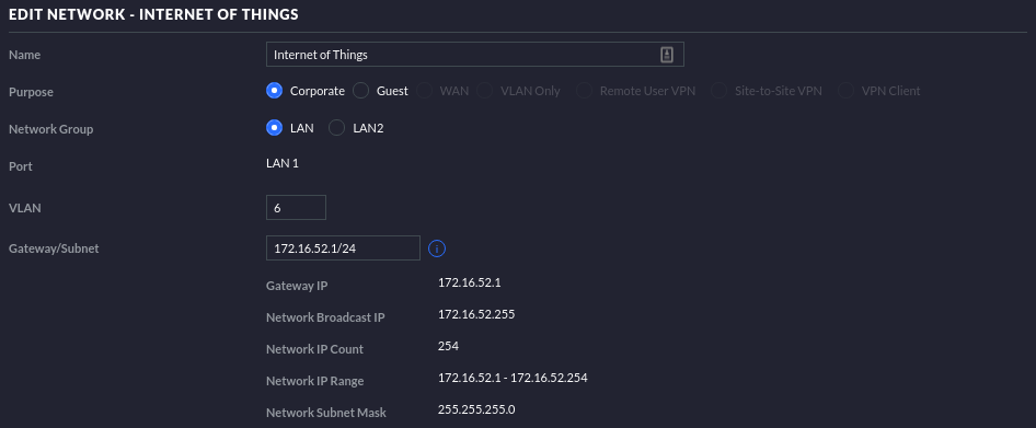 IoT VLAN in UniFi