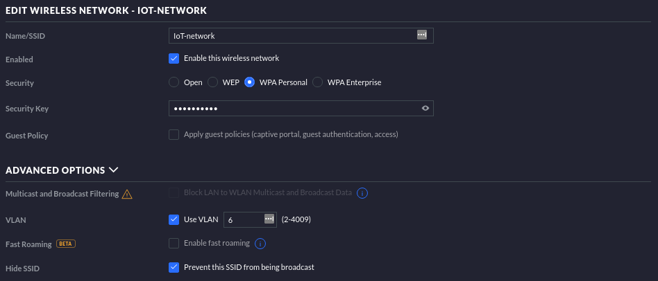 IoT WiFi Network in UniFi